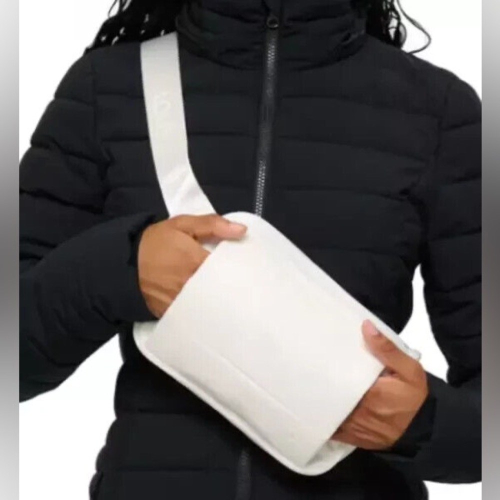 Lolë Unisex Handwarmer Belt Bag ,White Quilted Crossbody Bag.